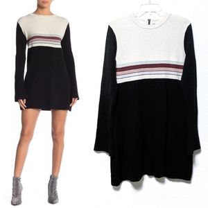 FREE PEOPLE Black White Colorblock Sweater Dress L